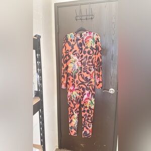 SHEIN Floral and Leopard Print Jumpsuit - Multicolor